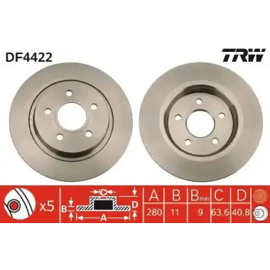 TRW Fren Diski Arka ([280-41 Mm] Takım) - Ford DF4422