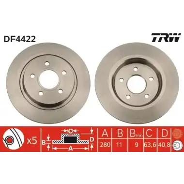 TRW Fren Diski Arka ([280-41 Mm] Takım) - Ford DF4422