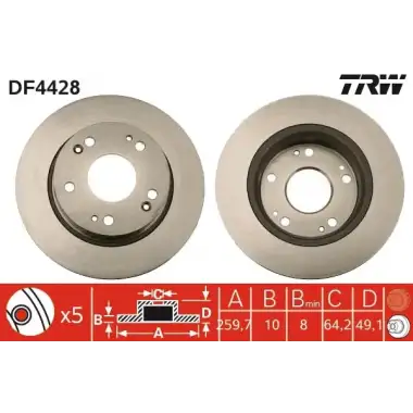 TRW Fren Diski Arka (DF4428) - Japon Araçları