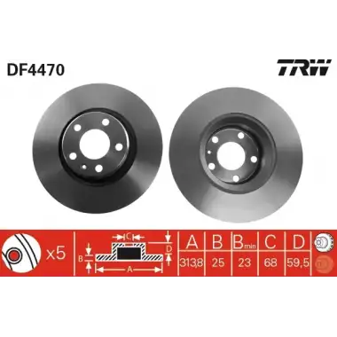 TRW Fren Diski Ön (Ddf1291 (Takım Fiyat)) - VW Grubu (VW/Audi/Seat/Skoda) DF4470