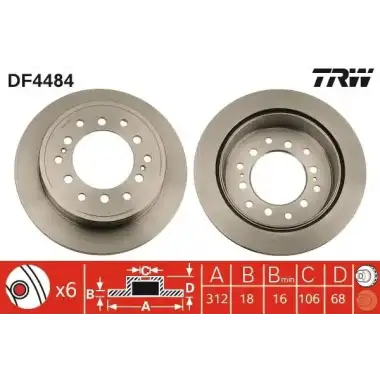 TRW Fren Diski Arka (DF4484) - Japon Araçları