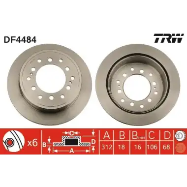 TRW Fren Diski Arka (DF4484) - Japon Araçları