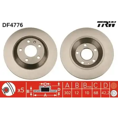 TRW Fren Diski Arka (Ddf1850 (Takım Fiyat)) - VW Grubu (VW/Audi/Seat/Skoda) DF4776