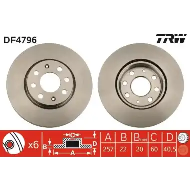 TRW Fren Diski Ön (Takım 14 Inch) - Opel DF4796