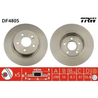 TRW Fren Diski Arka (DF4805) - Mercedes-Benz