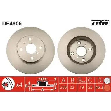 TRW Fren Diski Ön ((Japon Üretimi)) - Japon Araçları DF4806