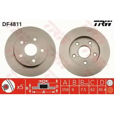 TRW Fren Diski Arka (DF4811) - Japon Araçları