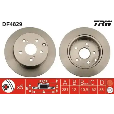 TRW Fren Diski Arka (DF4829) - Japon Araçları