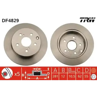 TRW Fren Diski Arka (DF4829) - Japon Araçları