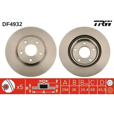 TRW Fren Diski Ön (Yüksek Karbonlu) - Japon Araçları DF4932