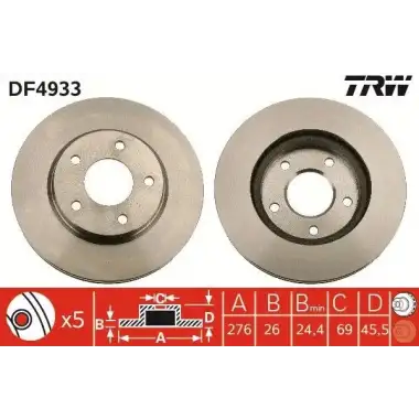 TRW Fren Diski Ön (DF4933) - Japon Araçları