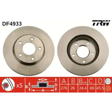 TRW Fren Diski Ön (DF4933) - Japon Araçları