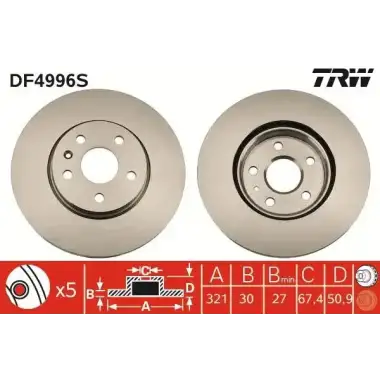 TRW Fren Diski Ön (17 Inch+ 321mm) - Opel DF4996S