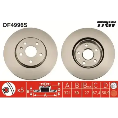 TRW Fren Diski Ön (17 Inch+ 321mm) - Opel DF4996S