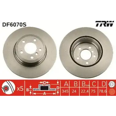 TRW Fren Diski Arka (DF6070S) - BMW / Mini