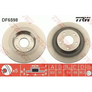 TRW Fren Diski Arka (DF6598) - Japon Araçları