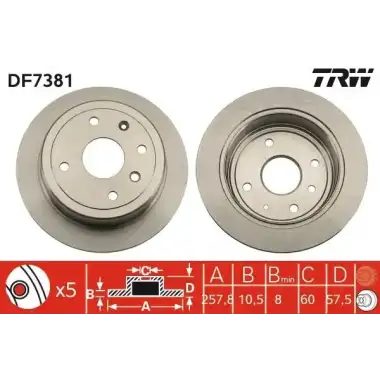 TRW Fren Diski Arka (DF7381) - Opel