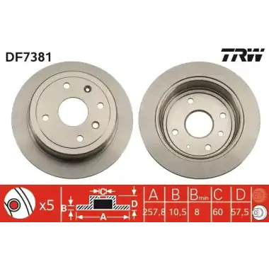 TRW Fren Diski Arka (DF7381) - Opel