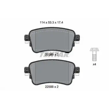 TEXTAR Fren Balatası Arka (TX 2258801) - Peugeot / Citroën / DS