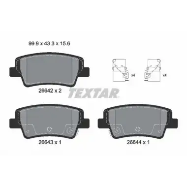 TEXTAR Fren Balatası Arka (TX 2664201) - Kore Araçları (Hyundai/Kia)