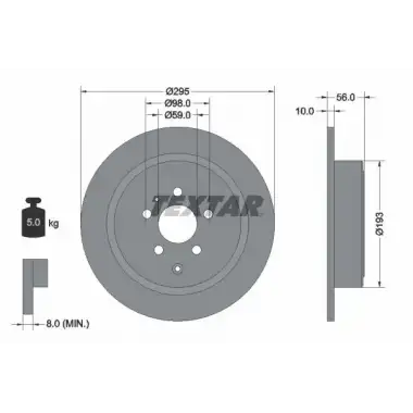 TEXTAR Fren Diski Arka (TX 92074100) - Peugeot / Citroën / DS