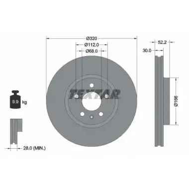 TEXTAR Fren Diski Ön (36231 / Ddf1664 / Df6015s (Adet Fiyat)) - VW Grubu (VW/Audi/Seat/Skoda) TX 92160005