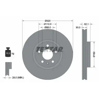 TEXTAR Fren Diski Ön (44022 / Ddf1996c / Df6148 (Adet Fiyat)) - VW Grubu (VW/Audi/Seat/Skoda) TX 92229305