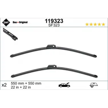 VALEO Silecek Süpürgesi Ön Takım (SWF ( 550 / 550 MM ) (MUZ Tip)) - VW Grubu (VW/Audi/Seat/Skoda) 119323