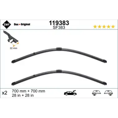 VALEO Silecek Süpürgesi Ön Takım ((70x70 Mm)) - VW Grubu (VW/Audi/Seat/Skoda) 119383