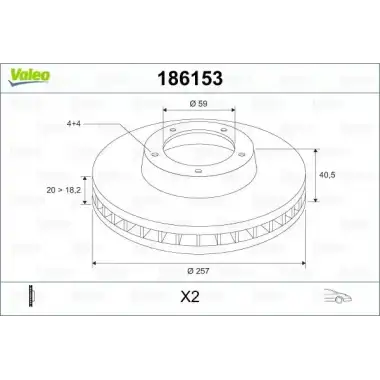 VALEO Fren Diski Ön (Takım Fiyatıdır (Kutu İçi Adet 2)) - Fiat / Alfa / Lancia 186153