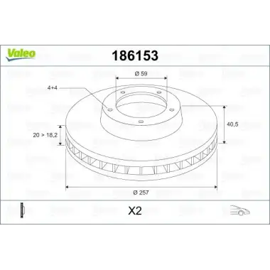 VALEO Fren Diski Ön (Takım Fiyatıdır (Kutu İçi Adet 2)) - Fiat / Alfa / Lancia 186153