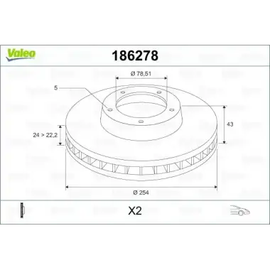 VALEO Fren Diski Ön (Takım / YVT 1125 AA) - Ford 186278