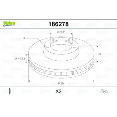 VALEO Fren Diski Ön (Takım / YVT 1125 AA) - Ford 186278