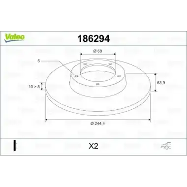 VALEO Fren Diski Arka (09075-ddf321-df2651 (Takım Fiyat)) - VW Grubu (VW/Audi/Seat/Skoda) 186294