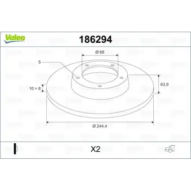 VALEO Fren Diski Arka (09075-ddf321-df2651 (Takım Fiyat)) - VW Grubu (VW/Audi/Seat/Skoda) 186294