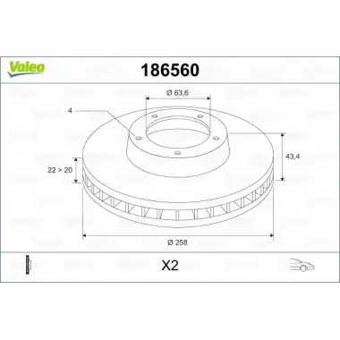 VALEO Fren Diski Ön (TAM T1125 Fcs/takim) - Ford 186560