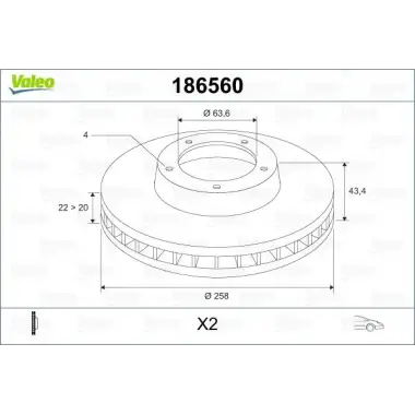 VALEO Fren Diski Ön (TAM T1125 Fcs/takim) - Ford 186560
