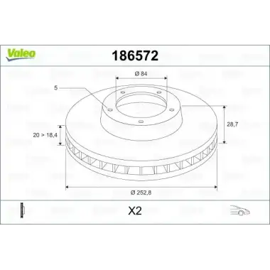 VALEO Fren Diski Ön (Takım : 253 X 5 Havalı) - Kore Araçları (Hyundai/Kia) 186572