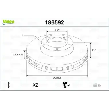 VALEO Fren Diski Ön (Takım) (186592) - Opel