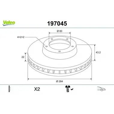 VALEO Fren Diski Ön (Takım 15 Inch) - Opel 197045