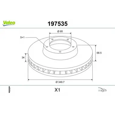 VALEO Fren Diski Ön (Sol (Ddf1408l / Df4764 (Adet Fiyat)) - VW Grubu (VW/Audi/Seat/Skoda) 197535