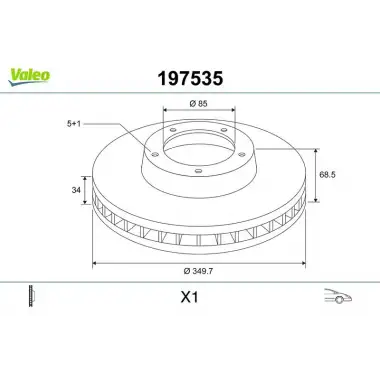 VALEO Fren Diski Ön (Sol (Ddf1408l / Df4764 (Adet Fiyat)) - VW Grubu (VW/Audi/Seat/Skoda) 197535