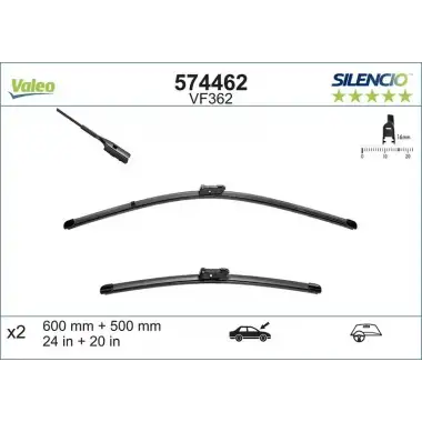 VALEO Silecek Süpürgesi Ön Takım (( 600 / 500 MM ) (MUZ Tipi)) - VW Grubu (VW/Audi/Seat/Skoda) 574462