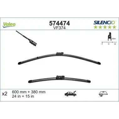 VALEO Silecek Süpürgesi Ön Takım (3397007555 / 119260 (600 X 380 MM) (MUZ Tip)) - VW Grubu (VW/Audi/Seat/Skoda) 574474