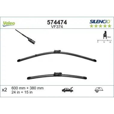 VALEO Silecek Süpürgesi Ön Takım (3397007555 / 119260 (600 X 380 MM) (MUZ Tip)) - VW Grubu (VW/Audi/Seat/Skoda) 574474