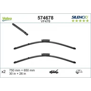 VALEO Silecek Süpürgesi Ön Takım (750 Mm + 650 Mm) - Renault / Dacia 574678