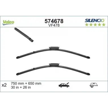 VALEO Silecek Süpürgesi Ön Takım (750 Mm + 650 Mm) - Renault / Dacia 574678