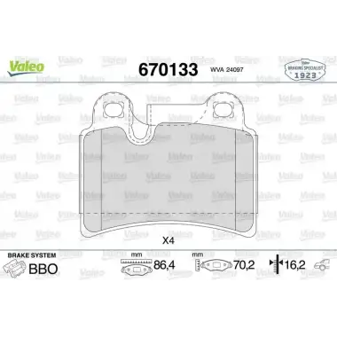 VALEO Fren Balatası Arka (Gdb1722 / Fdb1878) - VW Grubu (VW/Audi/Seat/Skoda) 670133