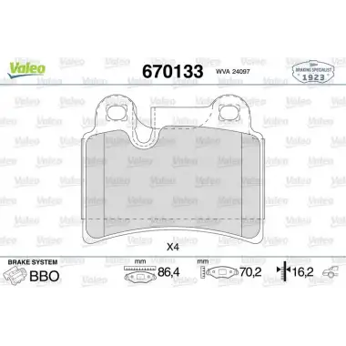 VALEO Fren Balatası Arka (Gdb1722 / Fdb1878) - VW Grubu (VW/Audi/Seat/Skoda) 670133
