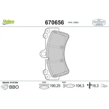 VALEO Fren Balatası Ön (670656) - VW Grubu (VW/Audi/Seat/Skoda)